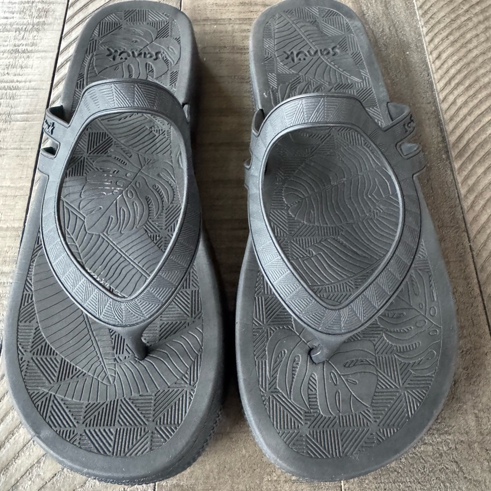 Sanuk Sunshine Black Flip Flop Sandals Women's Size 9 - Picture 7 of 12
